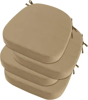 idee-home Outdoor Chair Cushions Set of 4, 19" x 19" x 3" Thick Patio Furniture Outdoor Seat Cushions Waterproof with Ties, Dining Pads