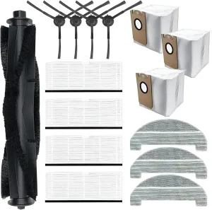 iHRV6-BLK Replacement Parts for iHome AutoVac Nova Self Empty iHRV6-BLK Robot Vacuum Cleaner Accessories Kit, 1 Main Roller Brush, 4 Side Brushes, 4 Hepa Filter, 3 Mop Pads, 3 Dust Bags
