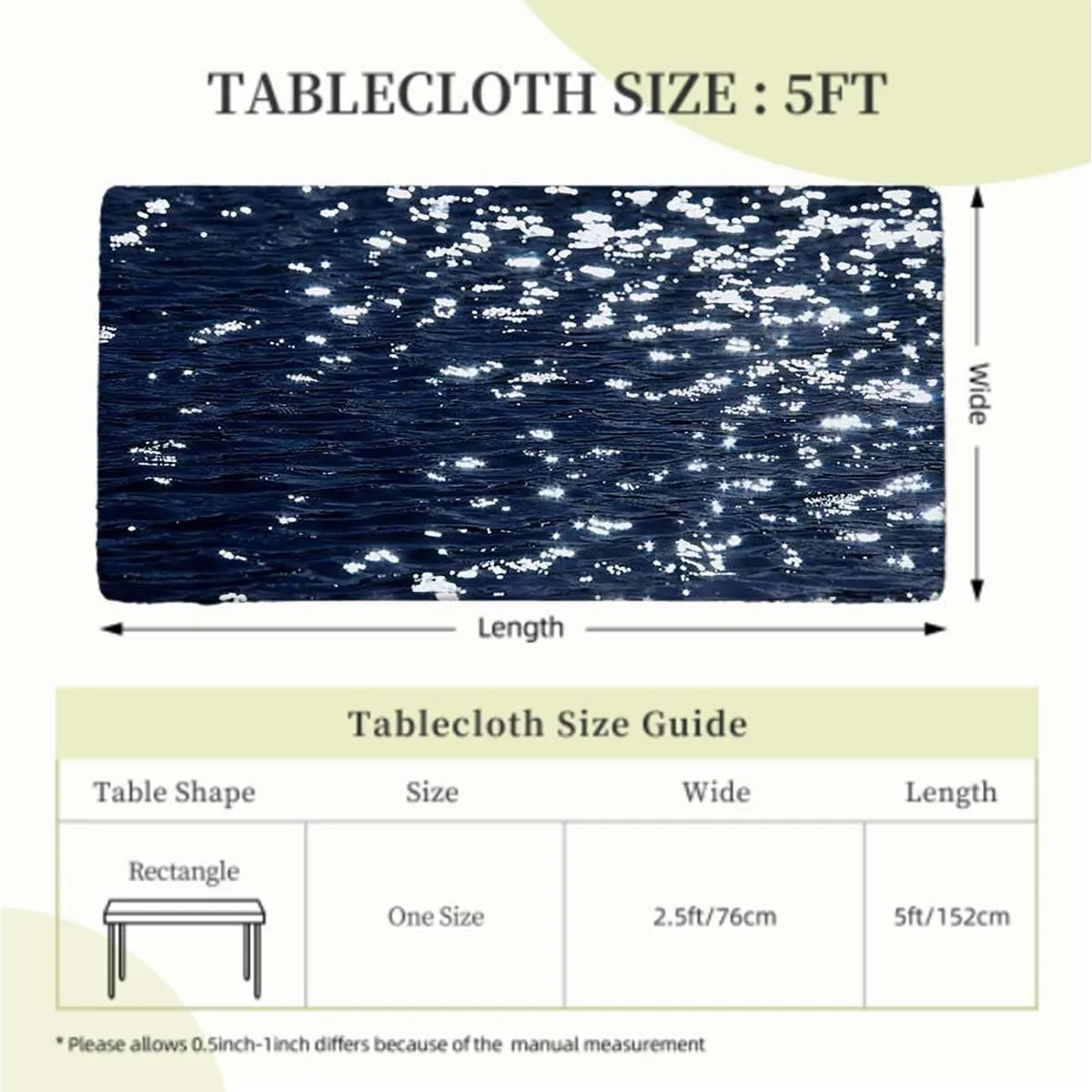Indigo White Elastic Fitted Picnic Table Cover Romantic Floral Background Elastic Fitted Tablecloth Waterproof Wipeable Abstract Fits up 5 Foot Tables