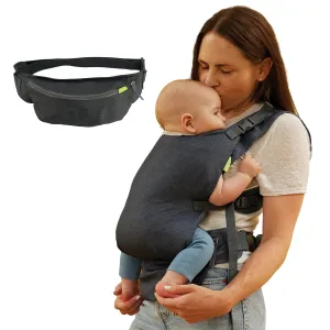 Infantino Fold & Go 2-in-1 Baby Carrier, Compact & Lightweight, Adjustable, for Babies 12-40lbs, Gray