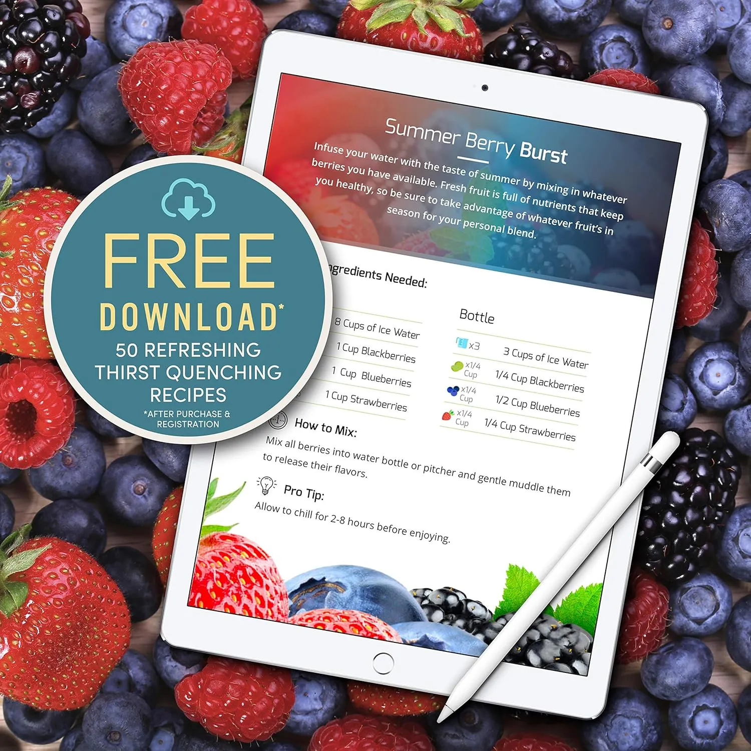 Infusion Pro Fruit Infuser Water Bottle with Straw Lid 24 oz : Flip-Up Straw : Insulated Sleeve & Fruit Infusion Water eBook : Bottom Loading Infuser for More Flavor - Cloud