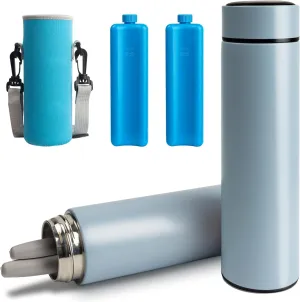 Insulin Pens Cooler Travel Case, TSA Approved Medicine Cooler with 2 Biogel Ice Pack, Diabetic Insulin EpiPen Carry Case (Blue)