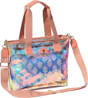 Iridescent Soap Bubble Clear Tote Bag – Stadium Approved with Bag-in-Bag Shoulder Design for Concerts, Beaches, Events