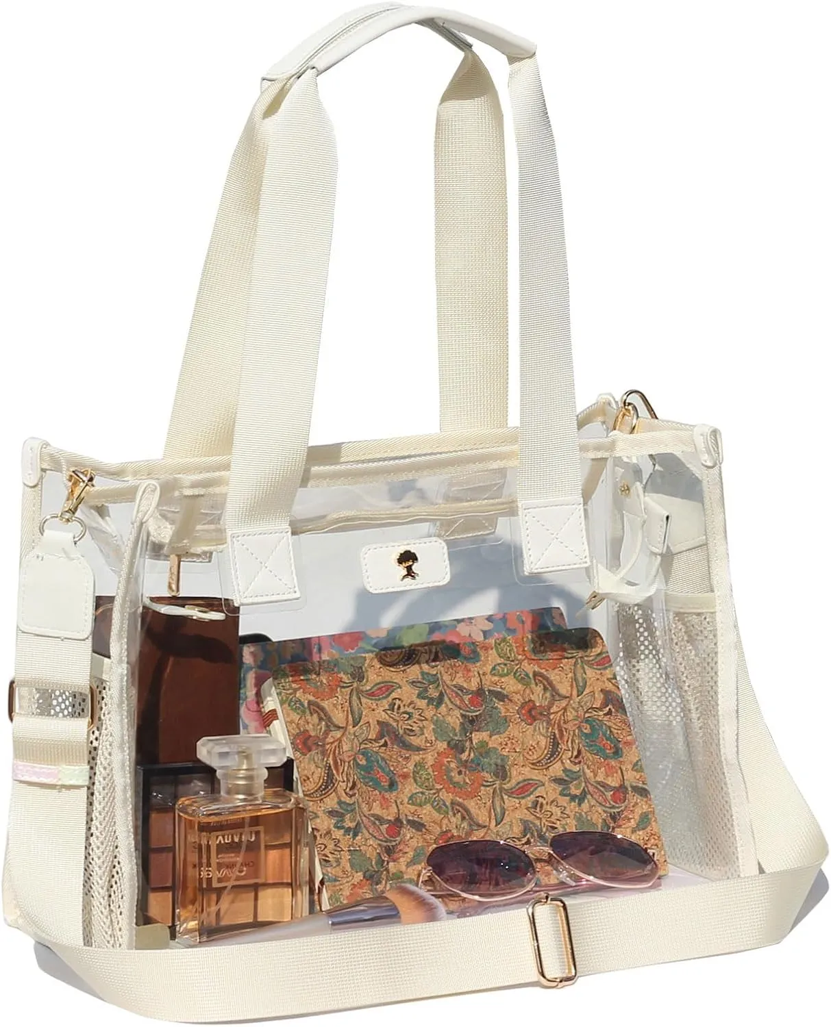 Iridescent Soap Bubble Tote Clear Bag for Stadium Events with Bag-in-Bag Shoulder Bag for Concert Beach