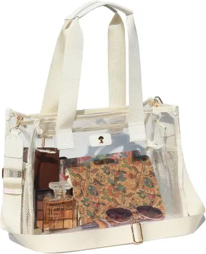Iridescent Soap Bubble Tote Clear Bag for Stadium Events with Bag-in-Bag Shoulder Bag for Concert Beach