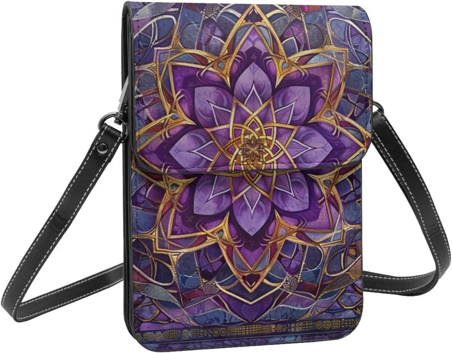 Irish celtic knot design good luck purple crossbody cell phone purse for womens lightweight small soft leather fashion travel wallet with adjustable strap