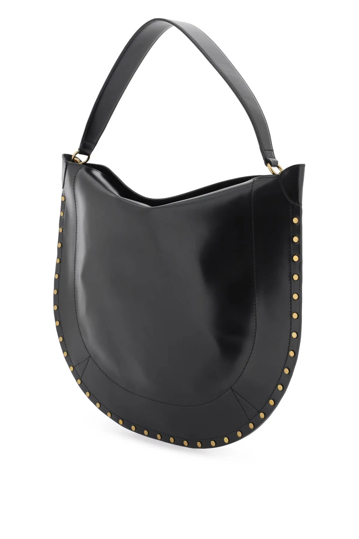ISABEL MARANT Smooth Leather Hobo Handbag with Gold Studs