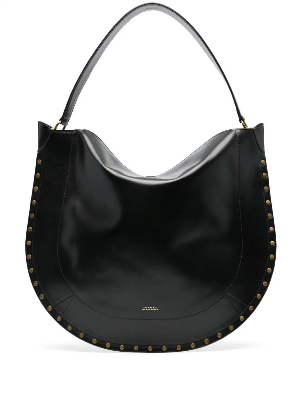 ISABEL MARANT Smooth Leather Hobo Handbag with Gold Studs