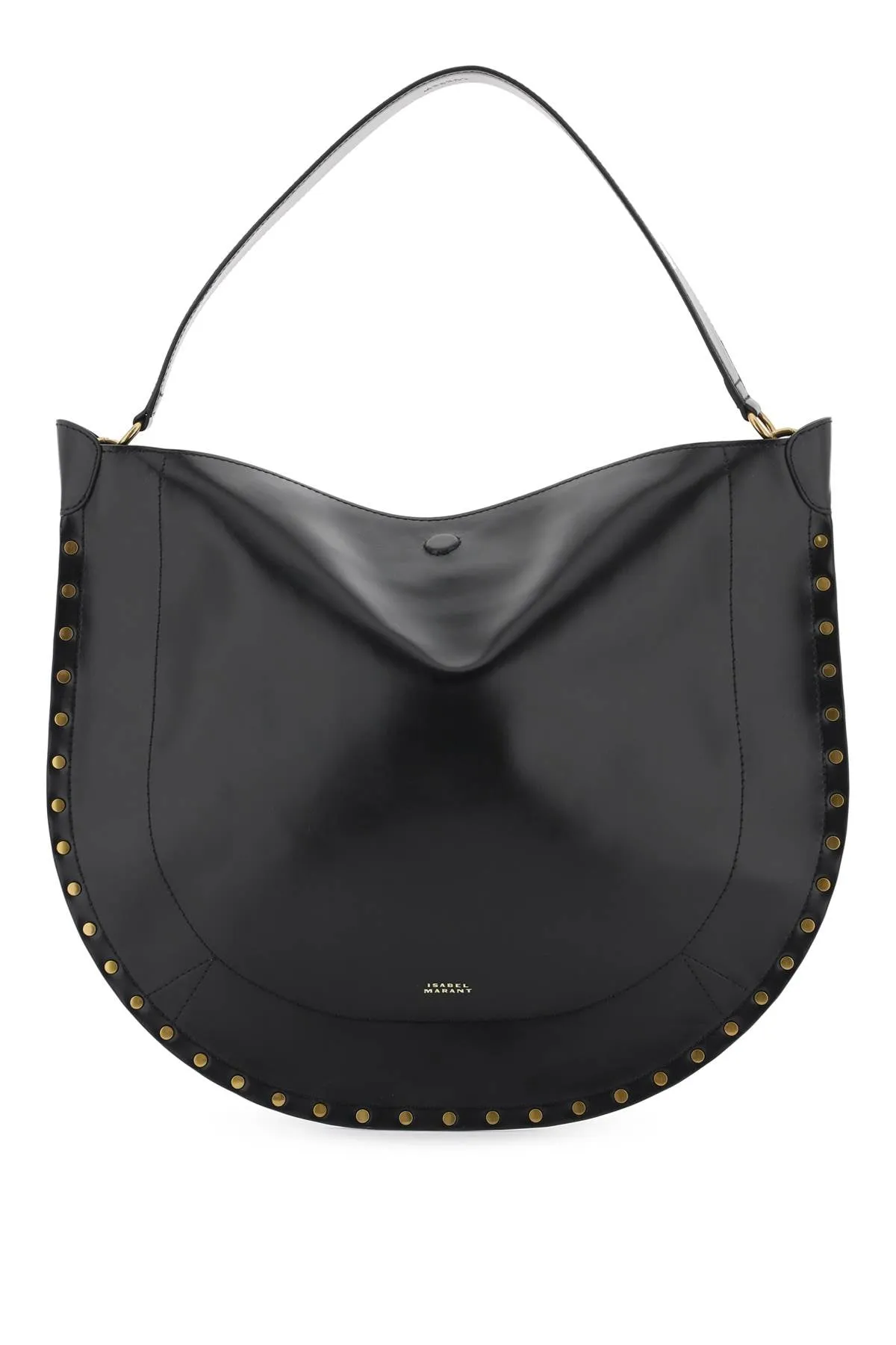 ISABEL MARANT Smooth Leather Hobo Handbag with Gold Studs
