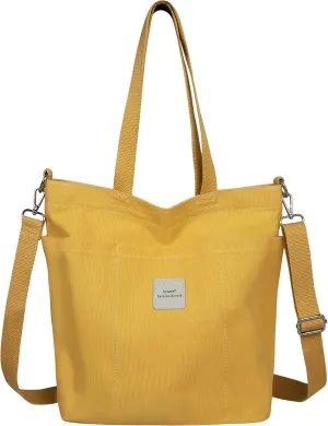 Iswee Canvas Tote Bag with Zipper Multi Pockets Tote Purse for Women Fashion Crossbody Tote Shoulder Bag Handbag Everyday Bag