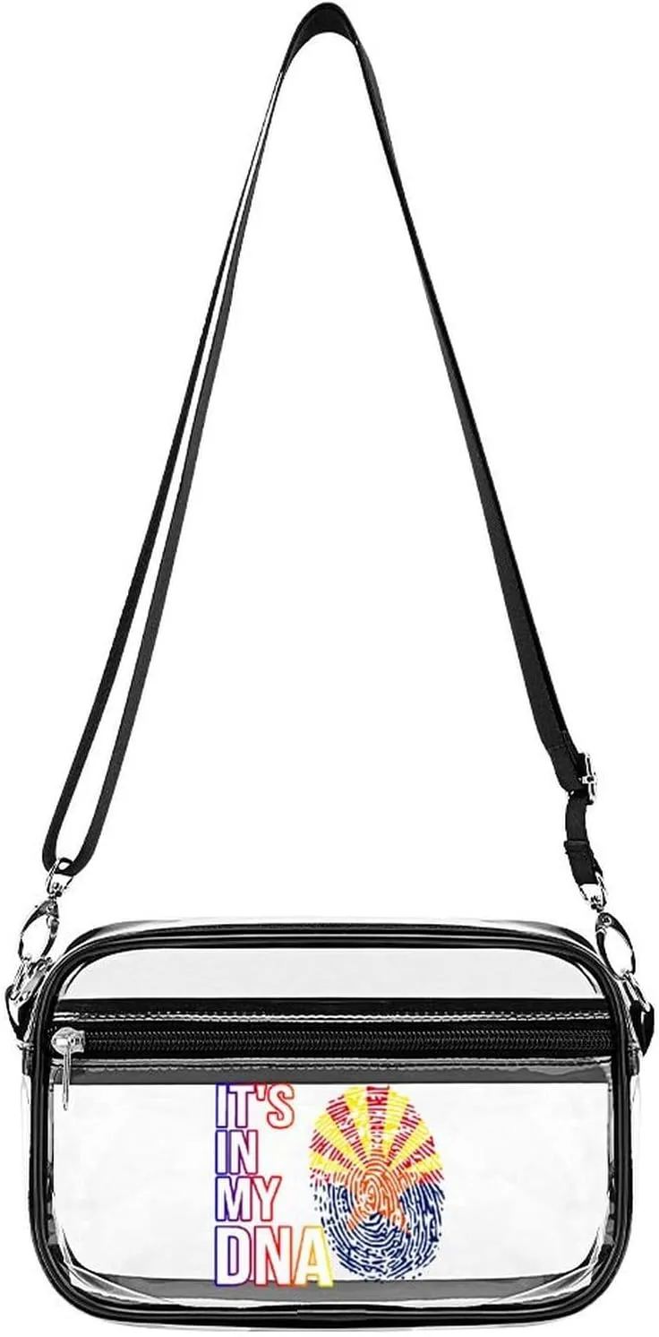 It's in My DNA Arizona State Flag Clear Stadium Crossbody Bag Small Shoulder Purse Adjustable Strap Handbag for Women Men