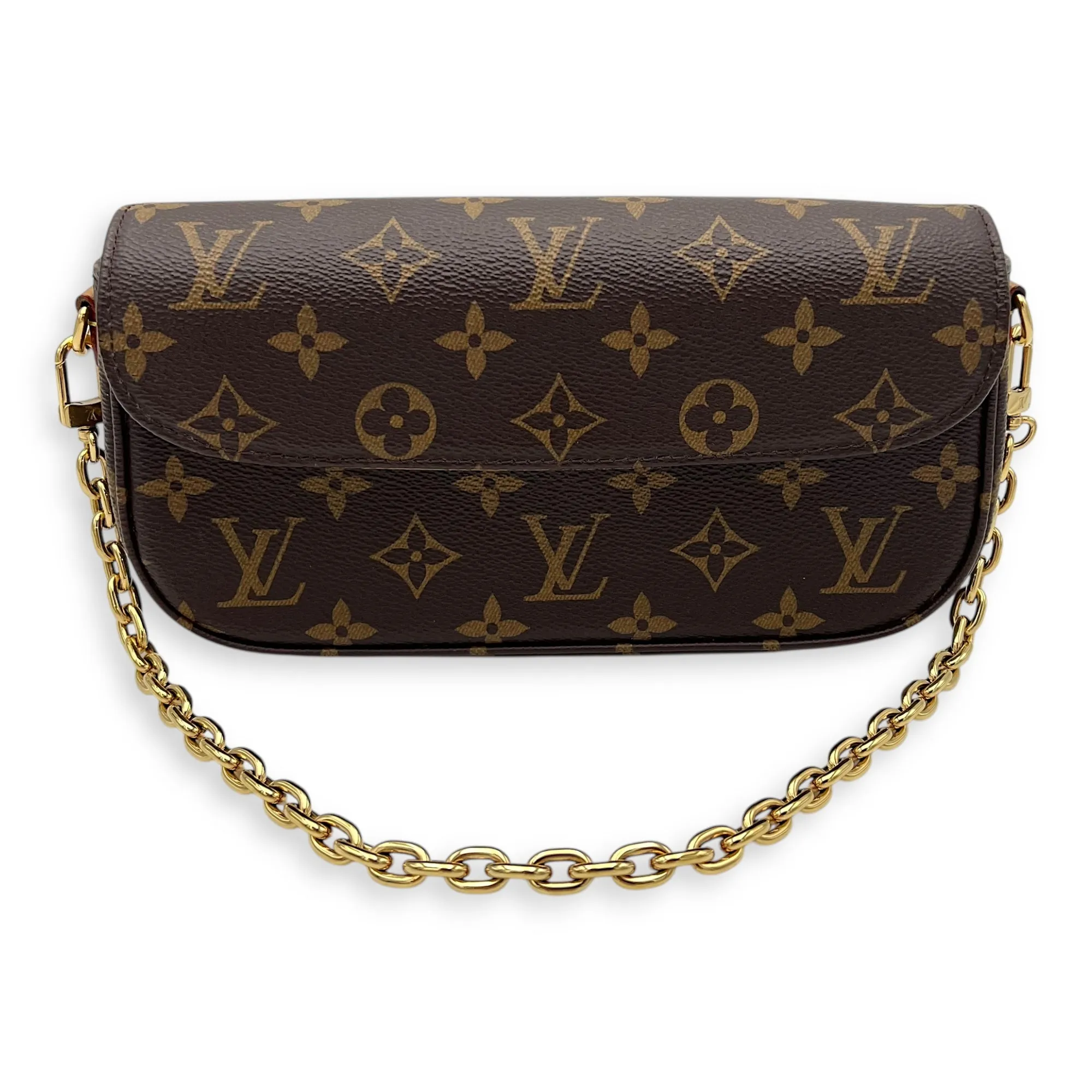 Ivy Crossbody Bag Brown in Monogram Coated Canvas, Gold hardware