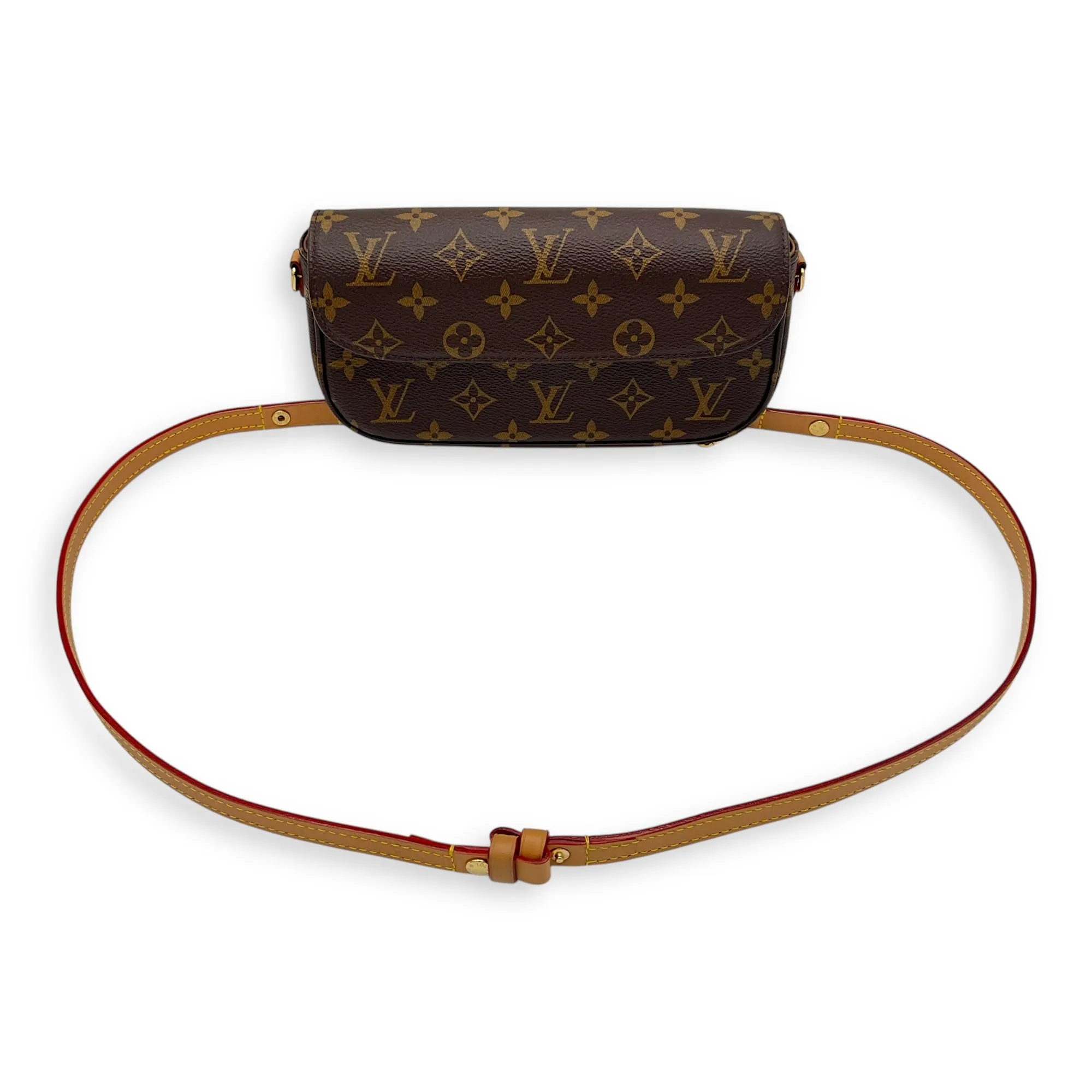 Ivy Crossbody Bag Brown in Monogram Coated Canvas, Gold hardware