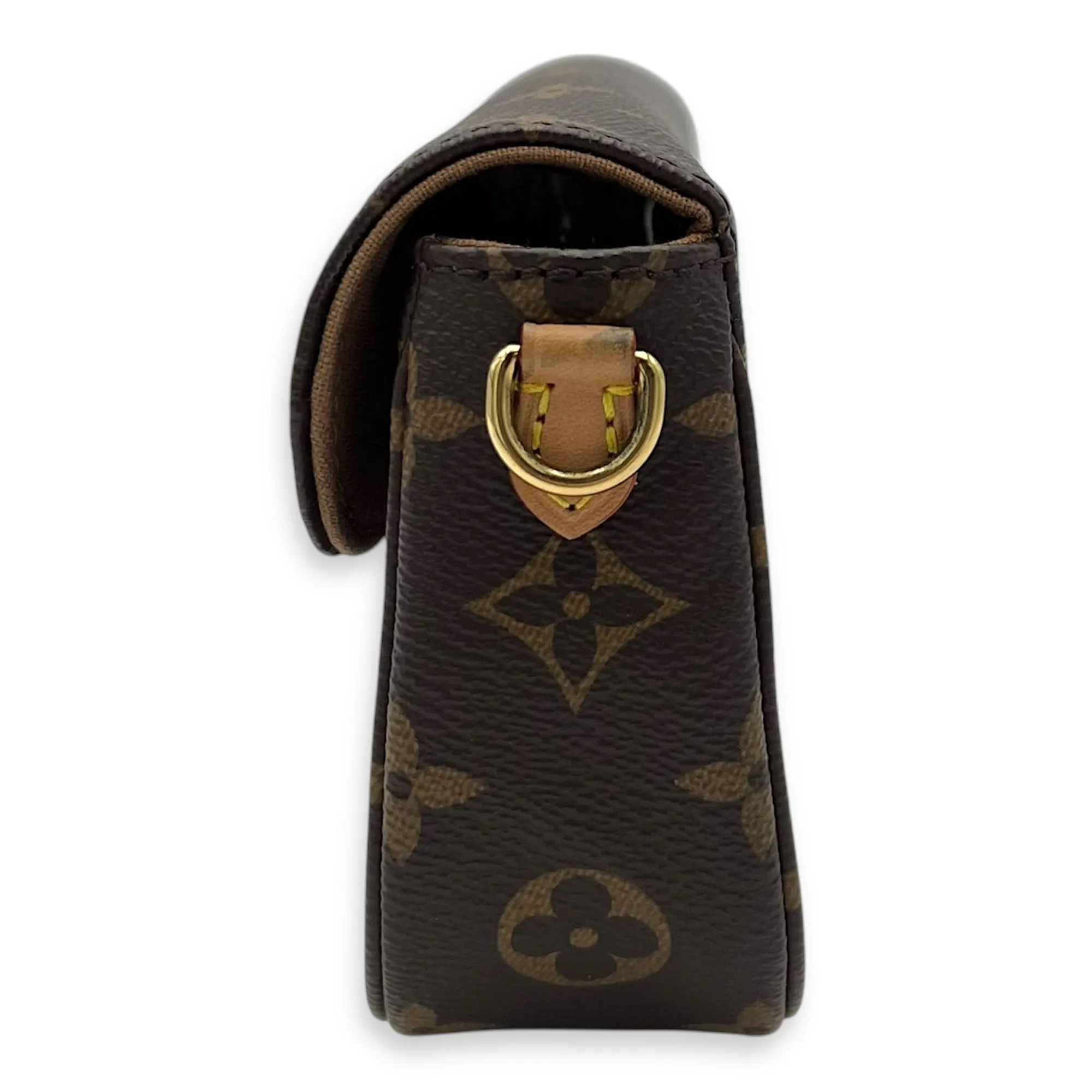 Ivy Crossbody Bag Brown in Monogram Coated Canvas, Gold hardware