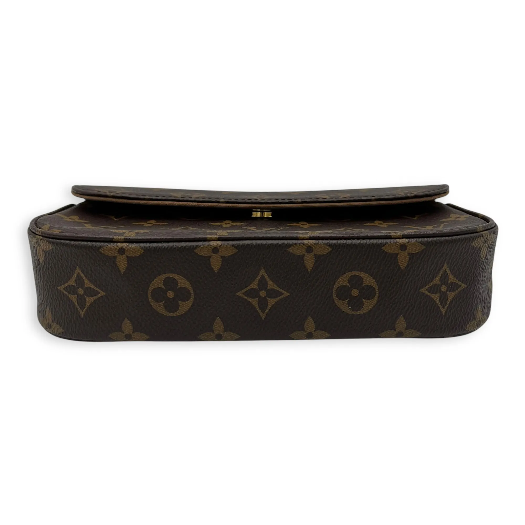 Ivy Crossbody Bag Brown in Monogram Coated Canvas, Gold hardware
