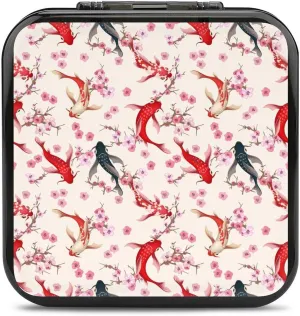 Japanese Fish Cherry Flowers 24 Game Card Holder Case Storage Box Compatible with Switch Gifts for Game Lover