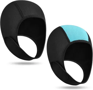 Jecery 2 Pcs Neoprene Diving Hood Thermal Wetsuit Hood Cap Swim Caps with Chin Straps Snorkeling Neoprene Surf Beanie 2.5 mm Diving Headgear for Men Women Sailing Water Sports