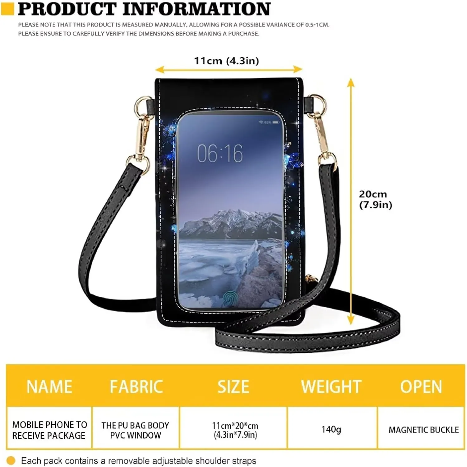 JEOCODY Touch Screen Phone Purse, Lightweight Small Wallet Purses and Handbags with a Shoulder Strap for Women