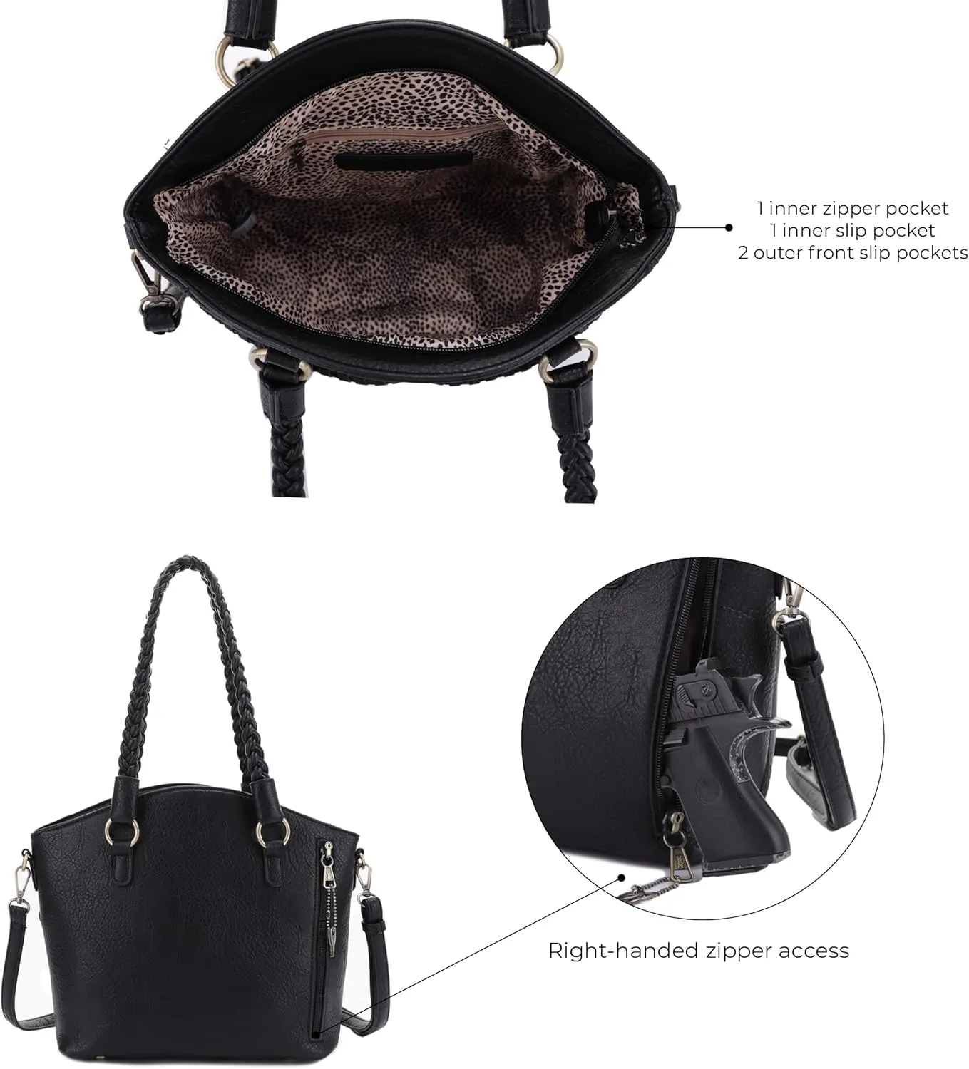 JESSIE & JAMES Bella Concealed Carry Tote Bags For Women with Lock and Key Satchel Purse Top Handle with Crossbody Strap