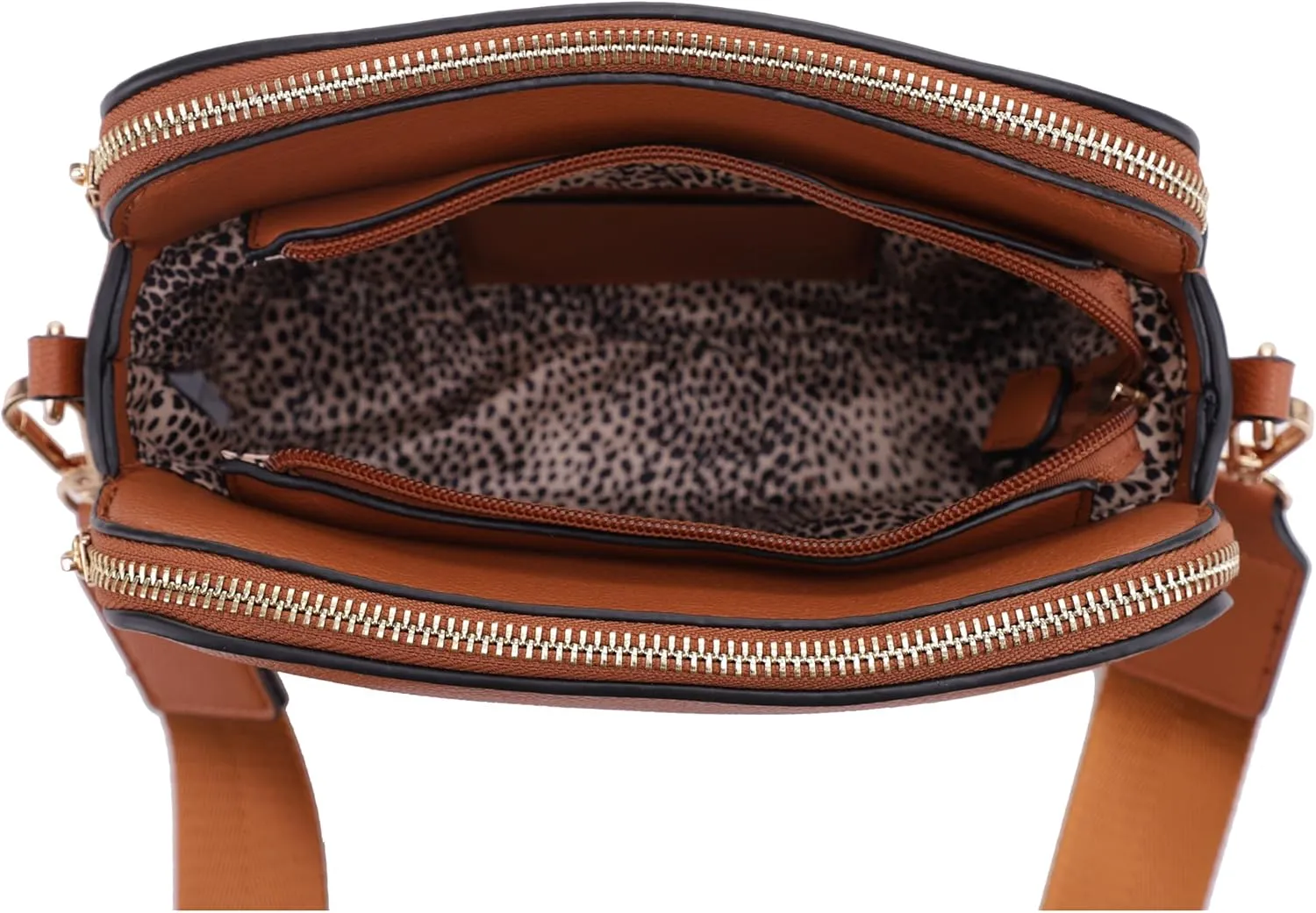 JESSIE & JAMES Triple Zip Crossbody Concealed Carry Bag Small Crossbody Camera Bag Purse with Wide Shoulder Strap
