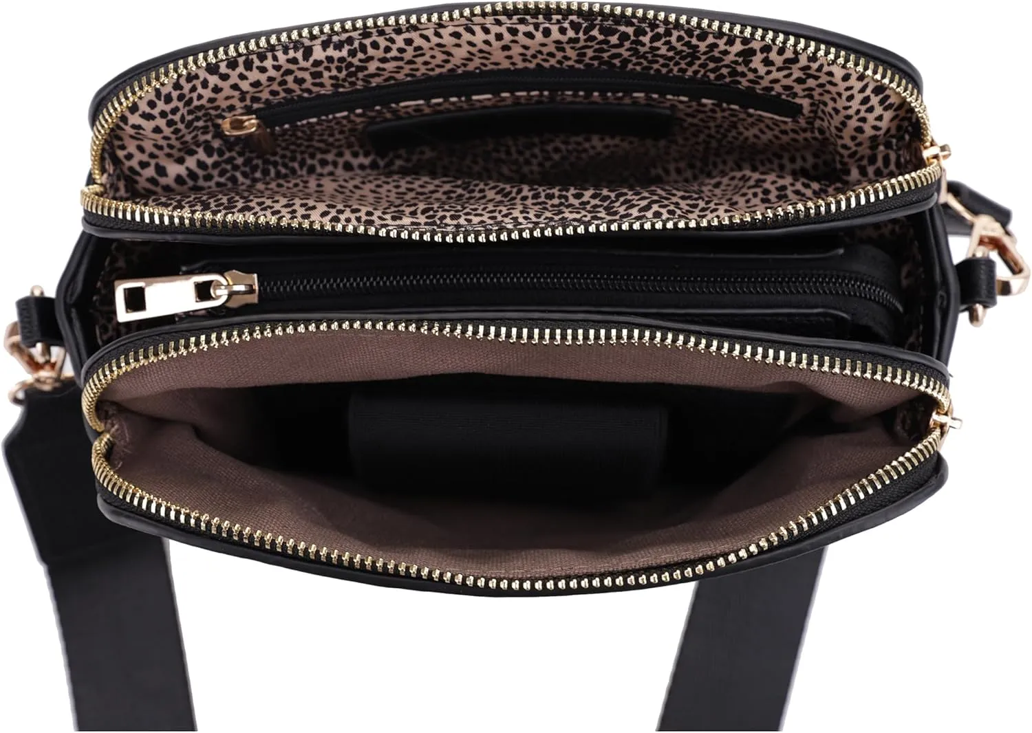 JESSIE & JAMES Triple Zip Crossbody Concealed Carry Bag Small Crossbody Camera Bag Purse with Wide Shoulder Strap
