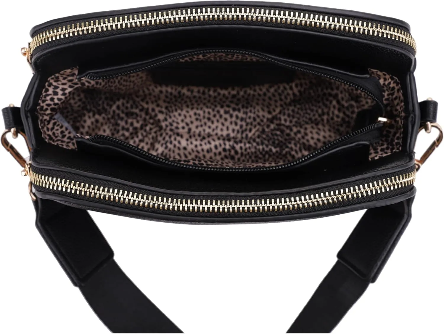 JESSIE & JAMES Triple Zip Crossbody Concealed Carry Bag Small Crossbody Camera Bag Purse with Wide Shoulder Strap