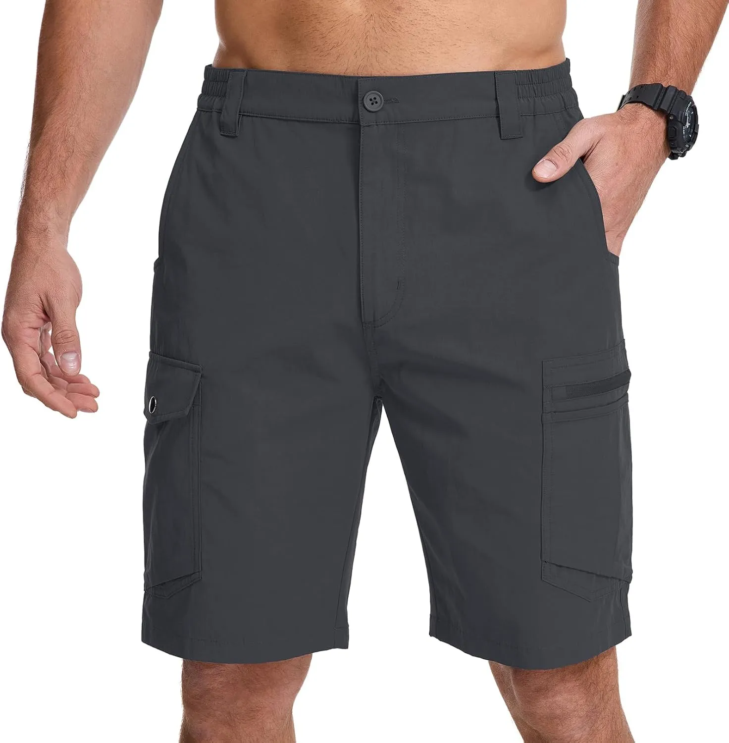 Jessie Kidden Mens Stretch Casual Lightweight Water Resistant Quick Dry Cargo Fishing Hiking Shorts