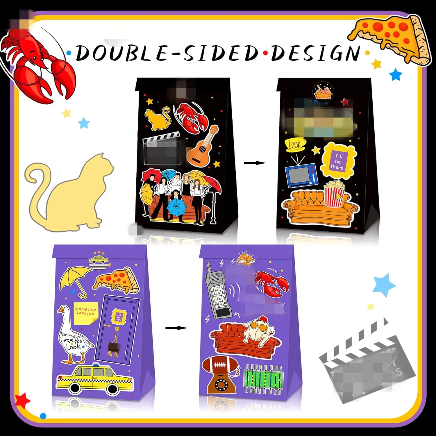 JeVenis 12 PCS Friend Theme Party Supplies Theme Bags Friend Theme Party Favors Treat Bags Friend Theme Birthday Decoration