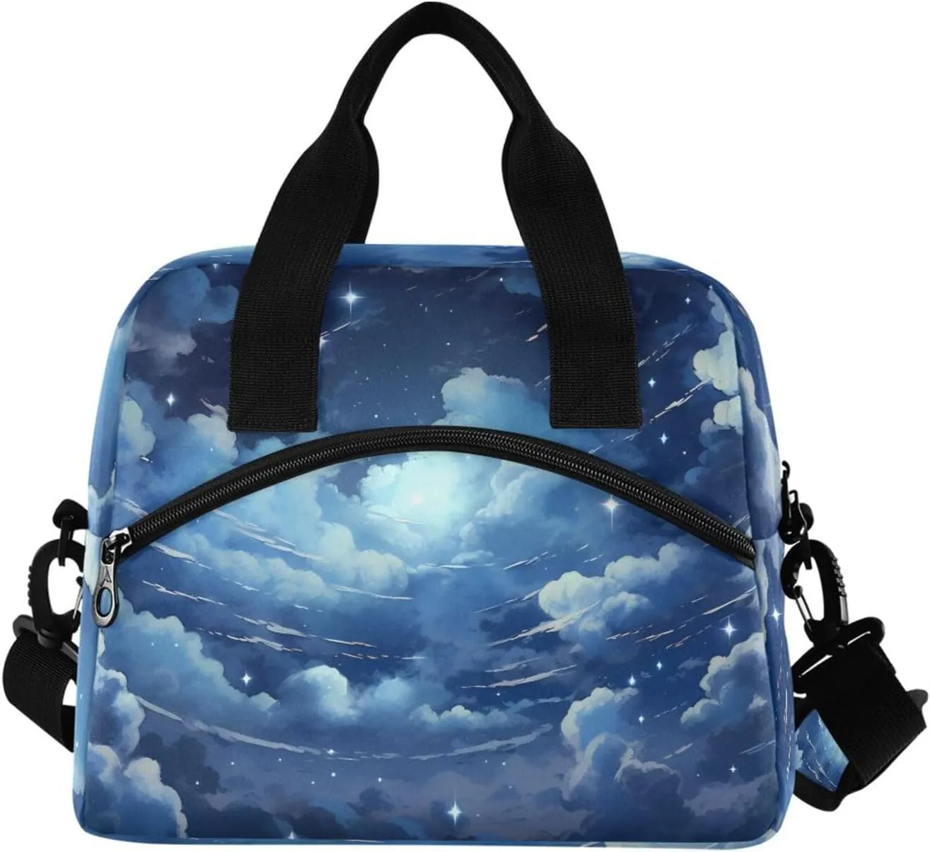 JIPONI Sky Meteor Insulated Lunch Bag for Women Men Tote Cooler Lunchbag with Adjustable Shoulder Strap for Work Picnic Hiking Beach