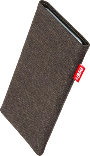 Jive Brown Custom Tailored Sleeve for Mobistel Cynus T1. Fine Suit Fabric Pouch with Integrated Microfibre Lining for Display Cleaning