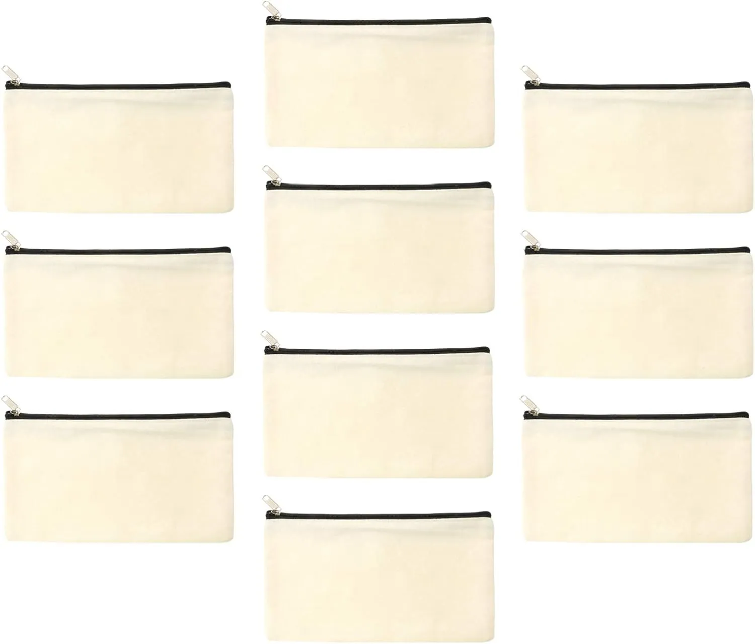 jojofuny 10pcs Blank Canvas Makeup Pouch Multipurpose Travel Bag for Crafts DIY Projects and Storage for School Office and
