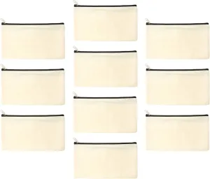 jojofuny 10pcs Blank Canvas Makeup Pouch Multipurpose Travel Bag for Crafts DIY Projects and Storage for School Office and
