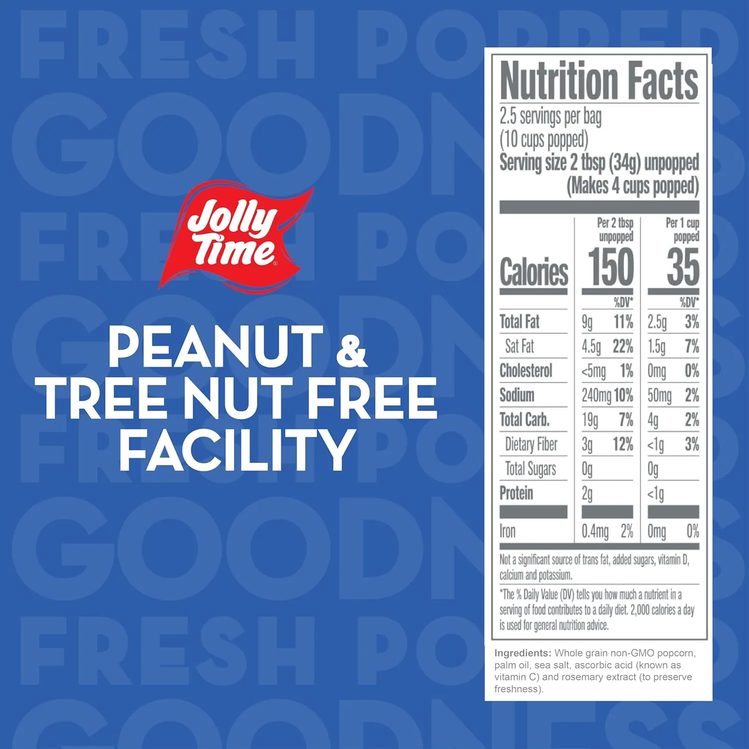 Jolly Time Simply Popped, Vegan, Dairy Free Microwave Popcorn, 3oz Sharing Bag, 3 Bags Per Carton (Simply Popped Sea Salt, 3 Ounce (Pack of 36))