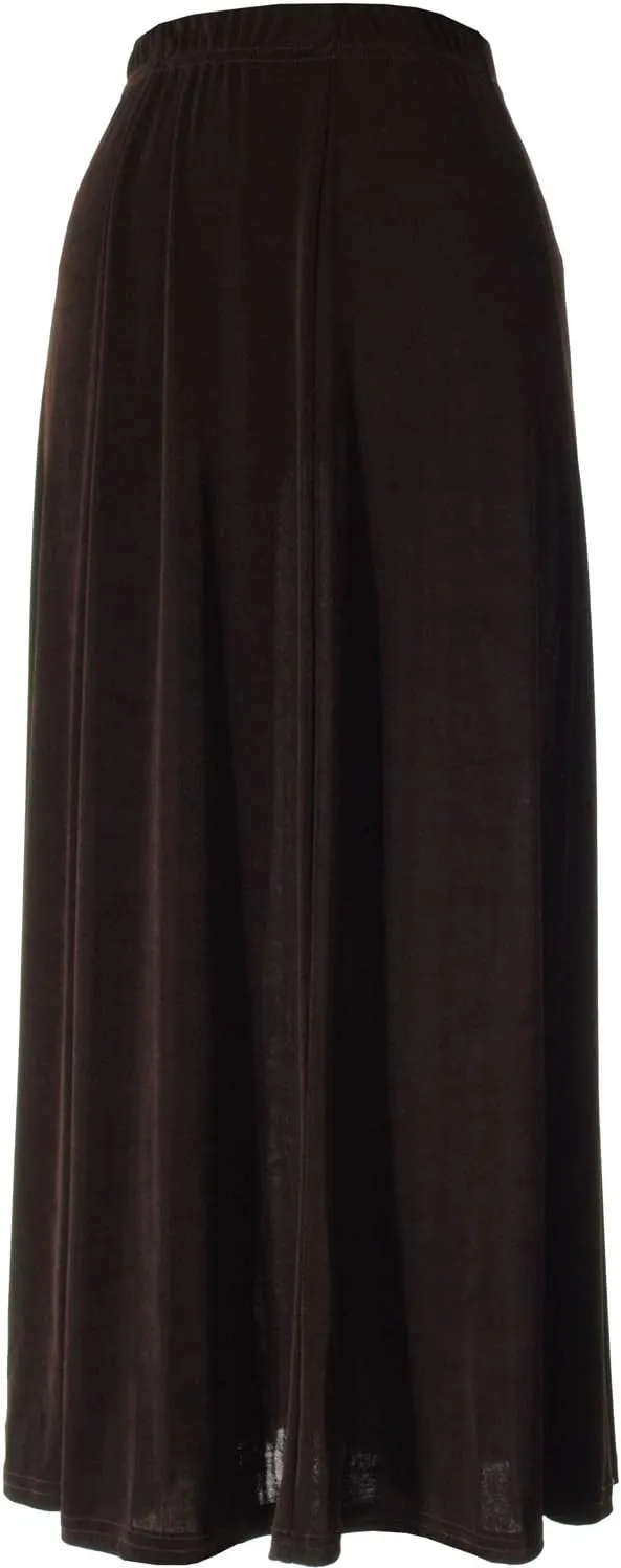 Jostar Women's Button Long Skirt - Plus Size Elastic Waist Non Iron Flowy Flared Dress