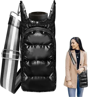 JSLOOO Quilted Hydrobag with Pockets - Crossbody Water Bottle Carrier and Holder