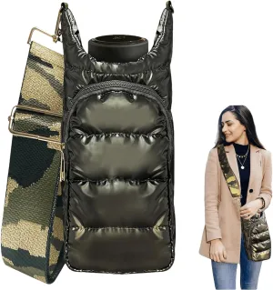 JSLOOO Quilted Hydrobag with Pockets - Crossbody Water Bottle Carrier and Holder