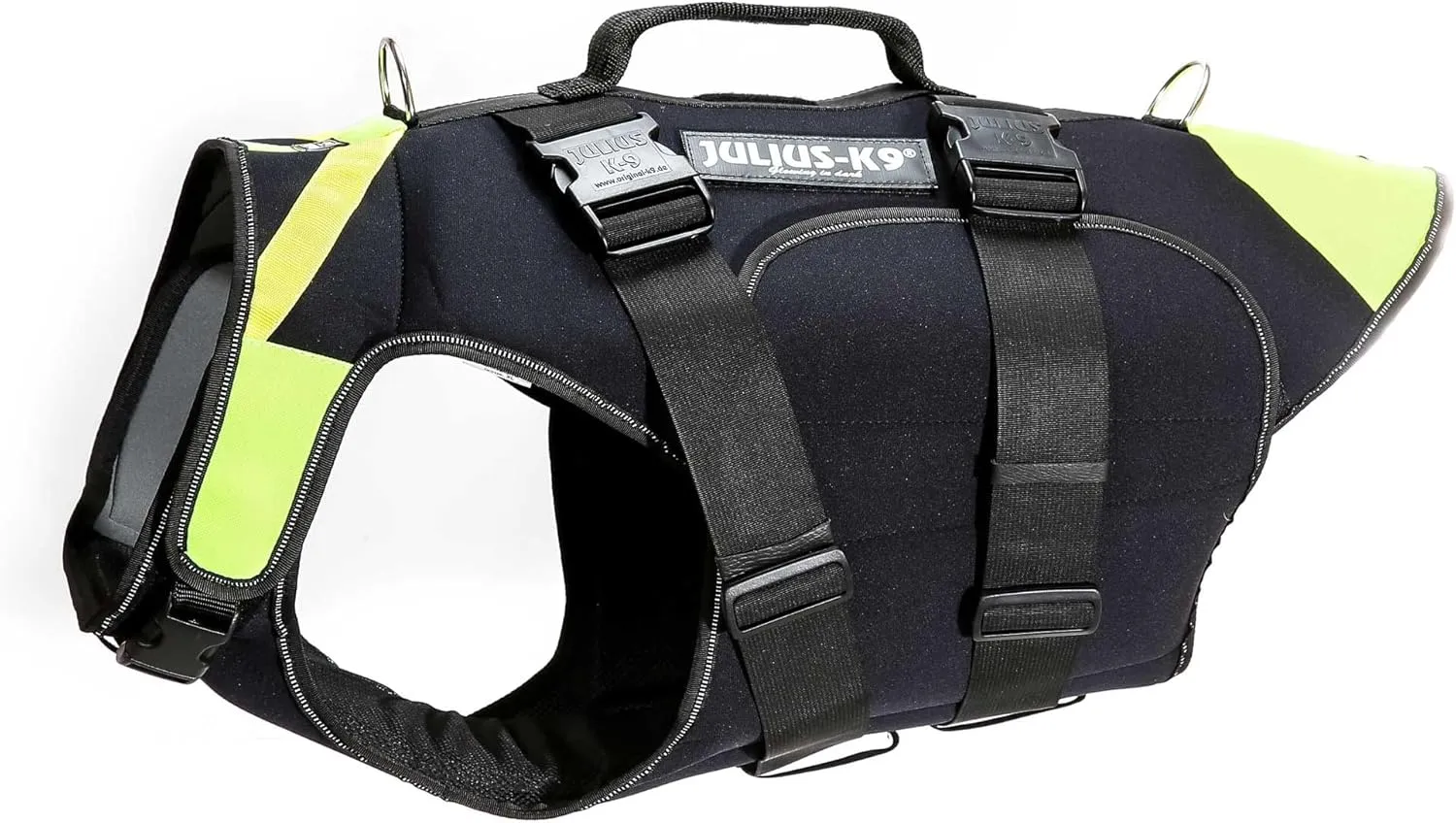 Julius-K9, 16SWM-IDC-XL, IDC Multifunctional Dog Vest 3 in 1, X-Large, Black and UV Orange
