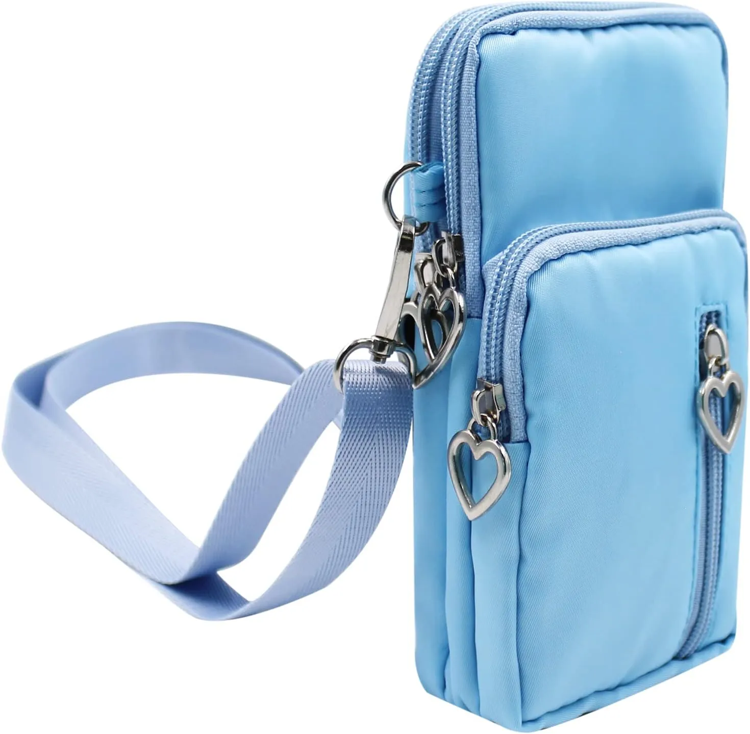 JUMISEE 3-Layers Crossbody Bag Cellphone Pouch Armband Wallet Nylon Smartphone Purse