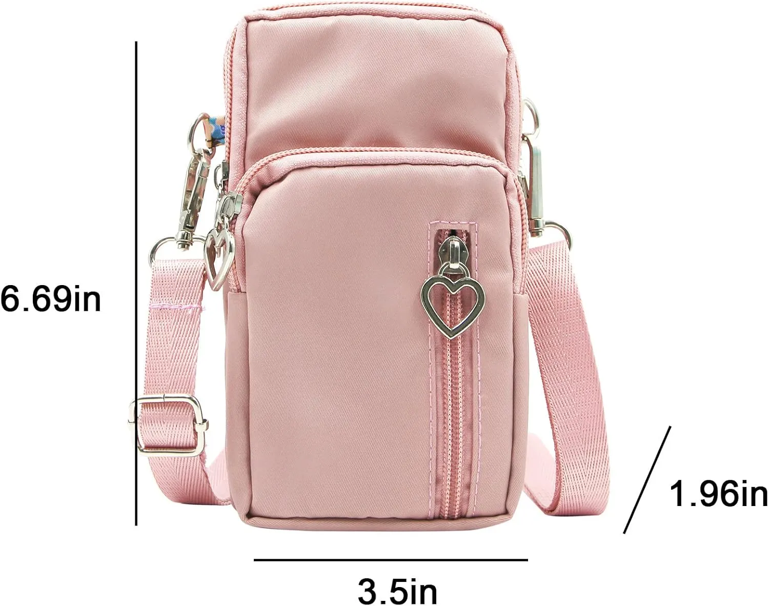 JUMISEE 3-Layers Crossbody Bag Cellphone Pouch Armband Wallet Nylon Smartphone Purse