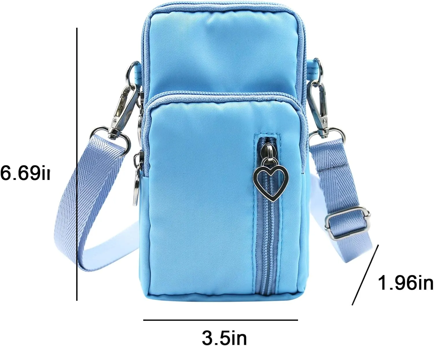 JUMISEE 3-Layers Crossbody Bag Cellphone Pouch Armband Wallet Nylon Smartphone Purse