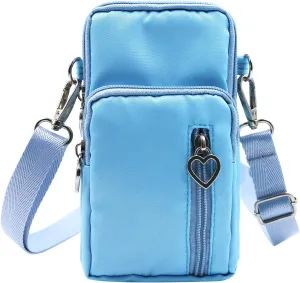JUMISEE 3-Layers Crossbody Bag Cellphone Pouch Armband Wallet Nylon Smartphone Purse