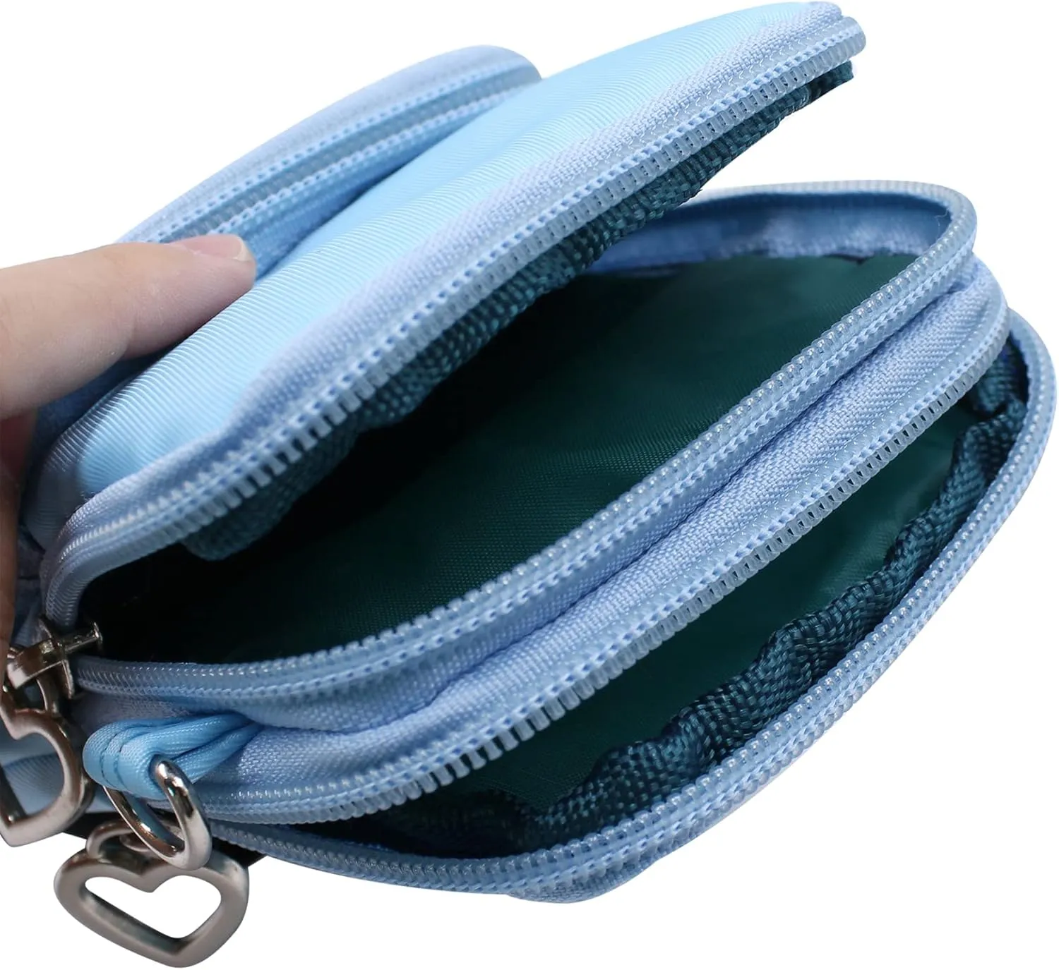 JUMISEE 3-Layers Crossbody Bag Cellphone Pouch Armband Wallet Nylon Smartphone Purse