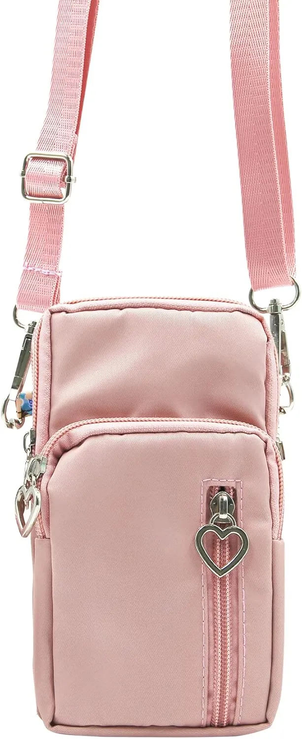JUMISEE 3-Layers Crossbody Bag Cellphone Pouch Armband Wallet Nylon Smartphone Purse