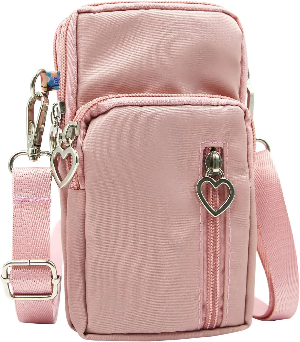 JUMISEE 3-Layers Crossbody Bag Cellphone Pouch Armband Wallet Nylon Smartphone Purse