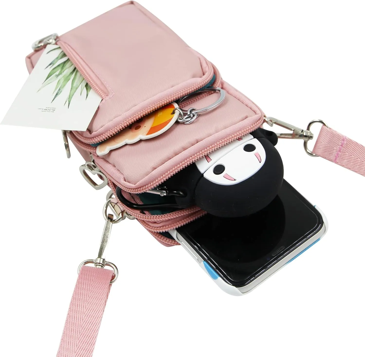 JUMISEE 3-Layers Crossbody Bag Cellphone Pouch Armband Wallet Nylon Smartphone Purse