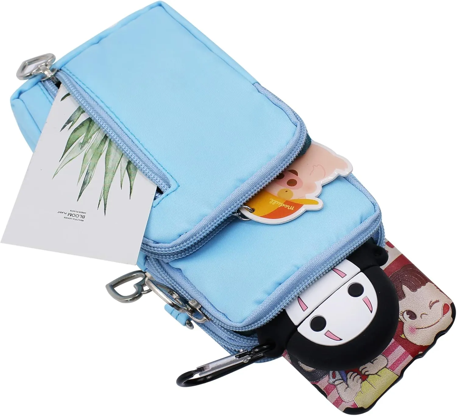 JUMISEE 3-Layers Crossbody Bag Cellphone Pouch Armband Wallet Nylon Smartphone Purse