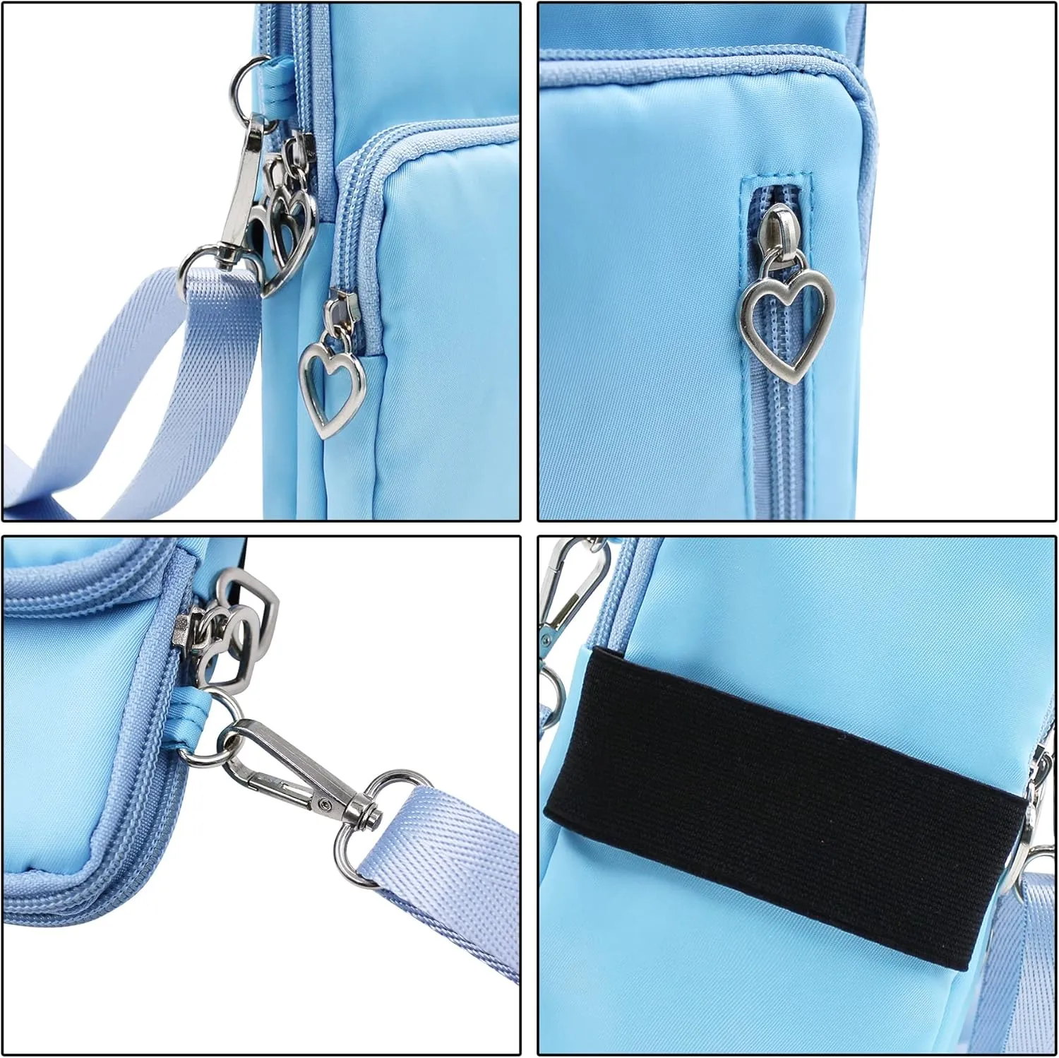 JUMISEE 3-Layers Crossbody Bag Cellphone Pouch Armband Wallet Nylon Smartphone Purse