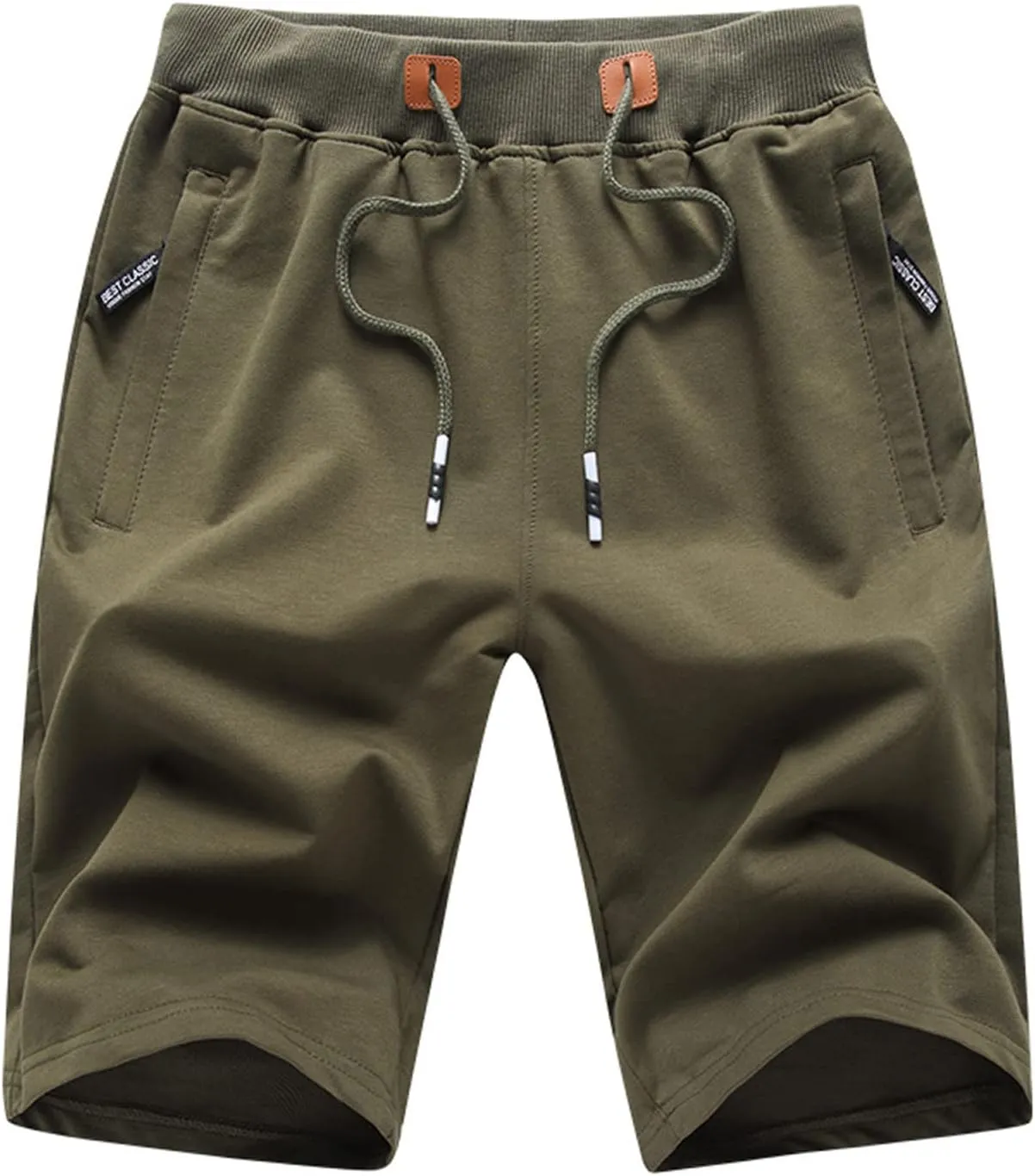 JustSun Mens Shorts Casual Sports with Elastic Waist Zipper Pockets