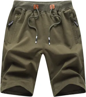 JustSun Mens Shorts Casual Sports with Elastic Waist Zipper Pockets