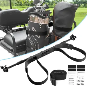Kartols Golf cart Bag Holder Bracket No-Drilling Golf Club Holder for 2 2 Golf Cart Rear Seat for Yamaha, EZGO, Club Car, with 1 Inch Square Tube, Universal Golf cart Accessories Adjustable